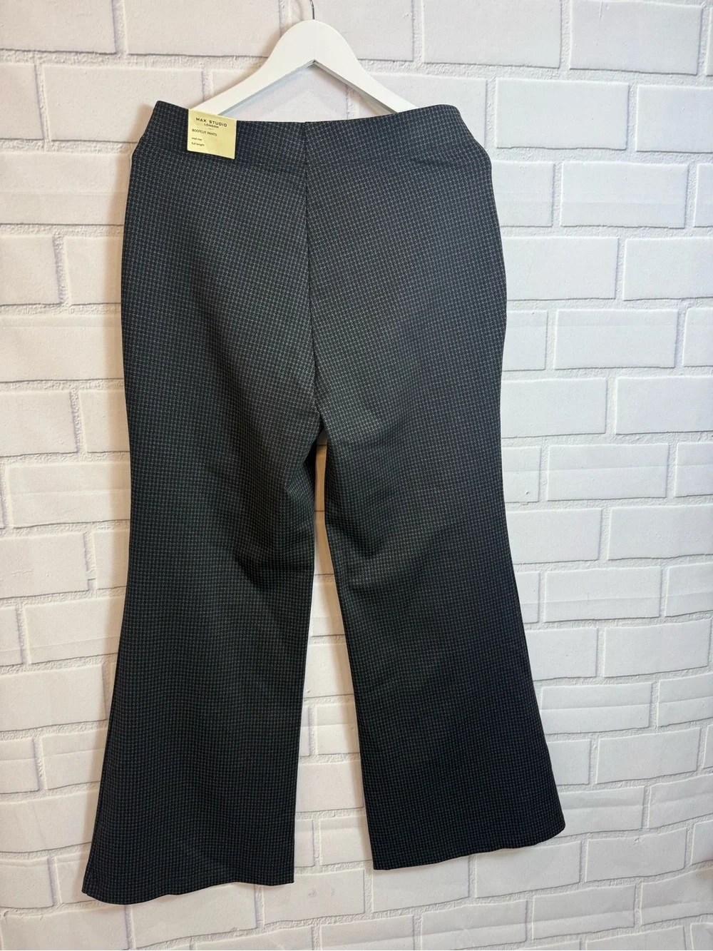 Max Studio London Bootcut Pants Gray Black Stretch Career Dress Pants Size L NWT
